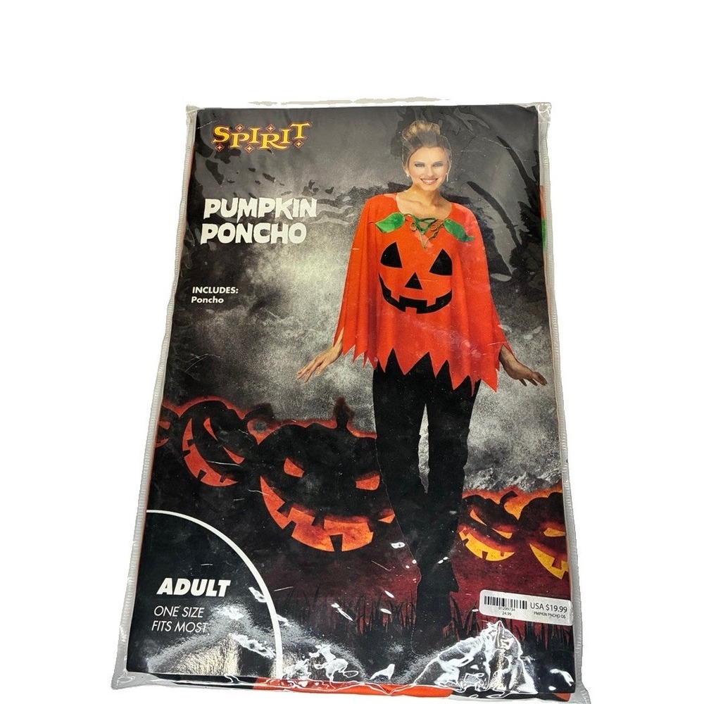 Adult Pumpkin Poncho Costume One Size